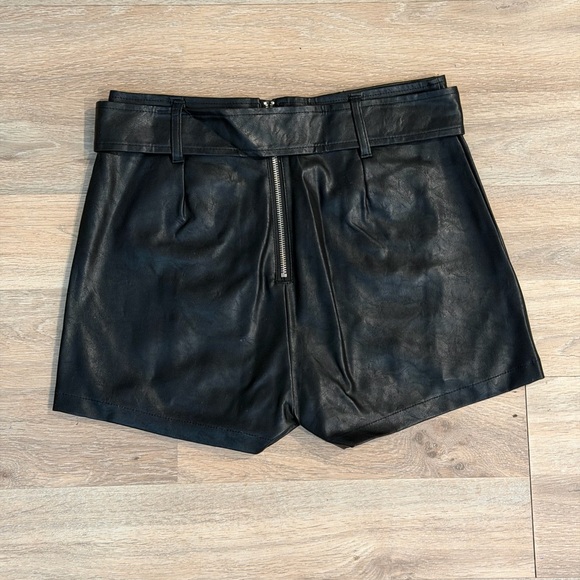 Dolls Kill Black Faux Leather Cargo Shorts - Picture 2 of 2
